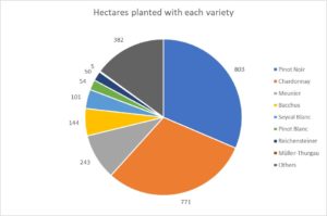 Pie chart showing varieties grown in the UK by hectare