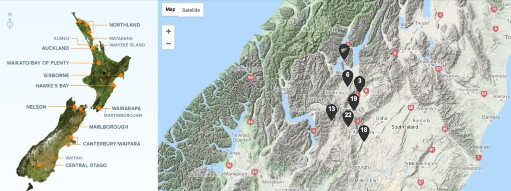 Central Otago wine region guide: map of Central Otago